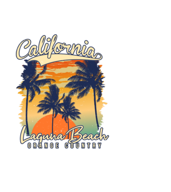 California Laguna Beach Orange Country minta sötétkék pólón