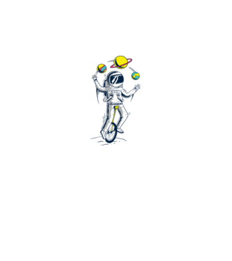 Astronaut juggling minta fehér pólón