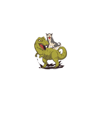 Husky dinosaur minta világoskék pólón