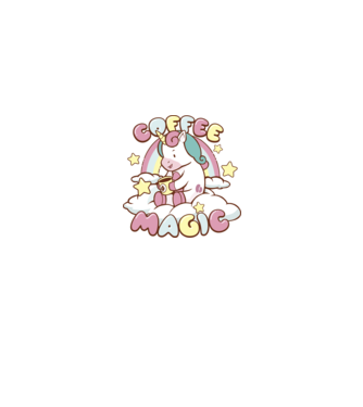 COFFEE MAGIC UNICORN minta fehér pólón