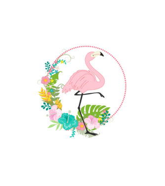 Flamingo minta fehér pólón
