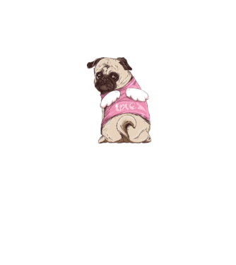 Mopsz minta fehér pólón