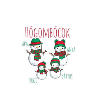 Hógombócok - apa, anya, hugi, bátyus minta fehér pólón