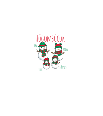Hógombócok - apa, anya, hugi, bátyus minta fehér pólón