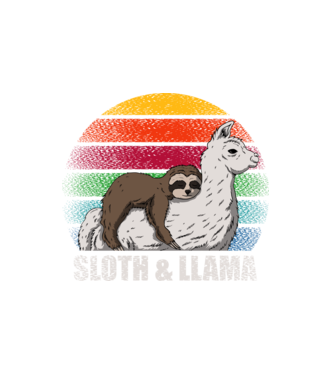 Lajhár és láma retro minta minta fehér pólón