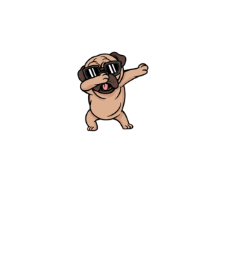 Pug Dabbing minta fehér pólón
