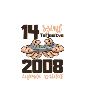14. szint teljesítve minta fehér pólón