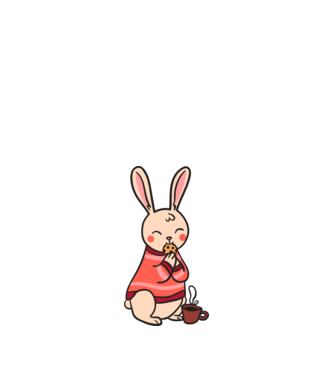 Cartoon flat rabbit minta fehér pólón