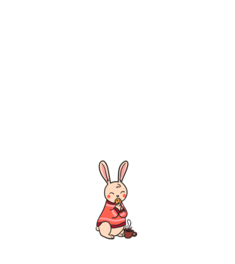 Cartoon flat rabbit minta világos rózsaszín pólón