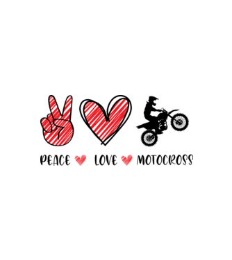 Peace Love Motocross minta fehér/piros pólón