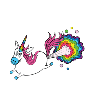 Leaping & Finging Unicorn minta fehér pólón