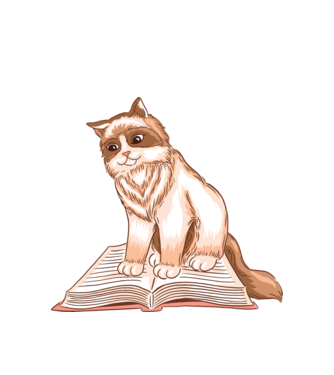 Cat Reading Book minta fehér pólón