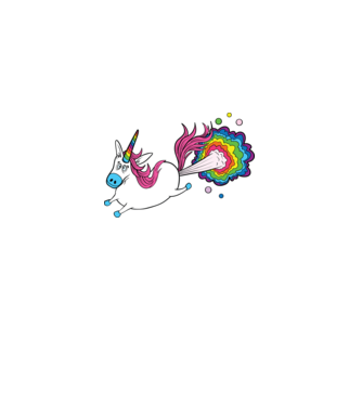 Leaping & Finging Unicorn minta fehér pólón