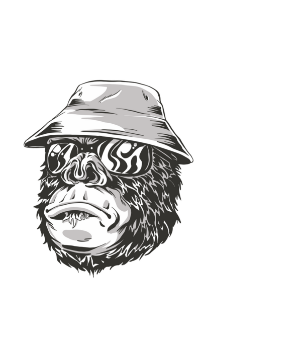 Kalapos gorilla minta fehér pólón