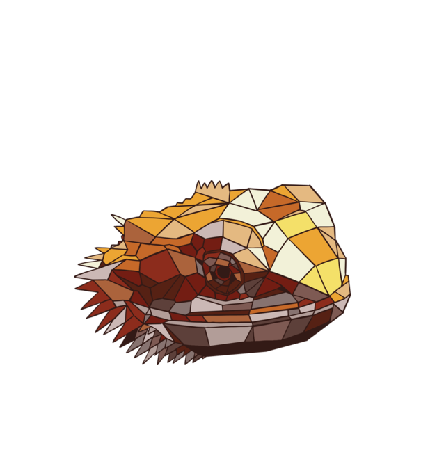 POLYGONAL BEARDED DRAGON minta piros pólón