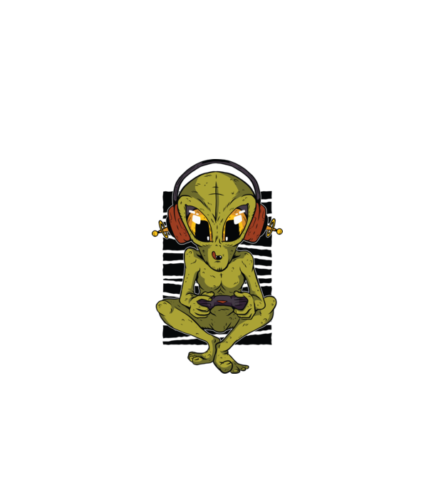 Alien gamer minta fehér pólón
