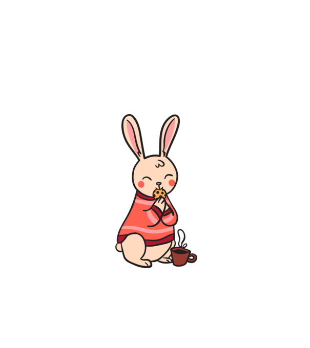 Cartoon flat rabbit minta fehér pólón