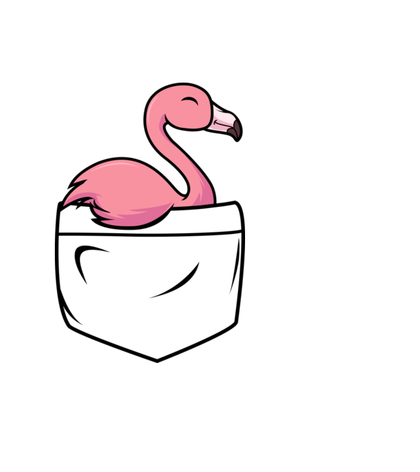 Flamingó zsebminta minta fekete pólón