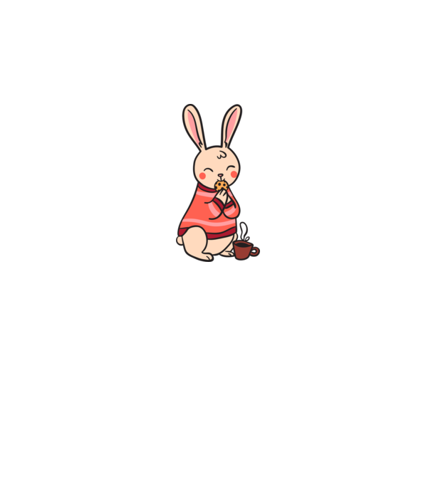 Cartoon flat rabbit minta szürke pólón