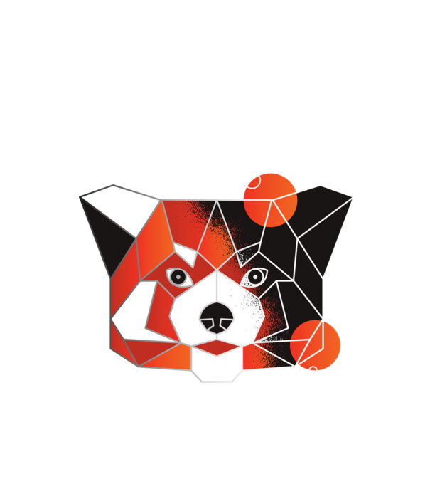 Polygonal Red Panda minta fekete pólón