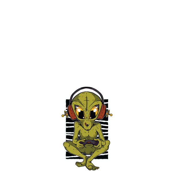 Alien gamer minta fehér pólón