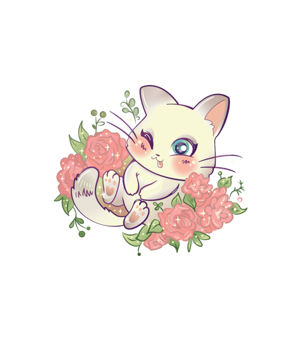 Kawaii cat minta fehér pólón