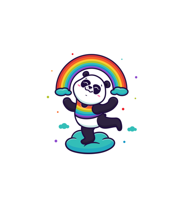 Panda minta fehér pólón
