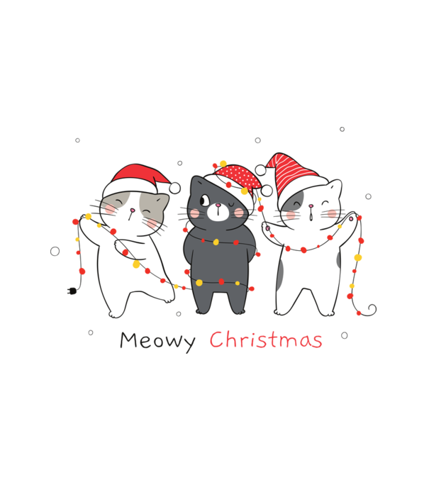 Meowy Christmas minta fehér pólón