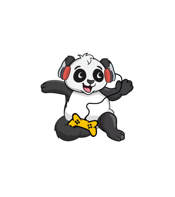 Gaming Panda minta fehér pólón
