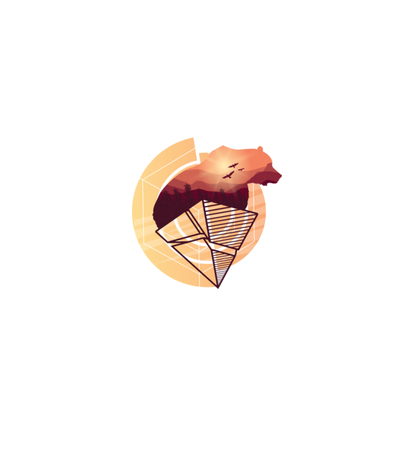 Geometric bear minta szürke pólón