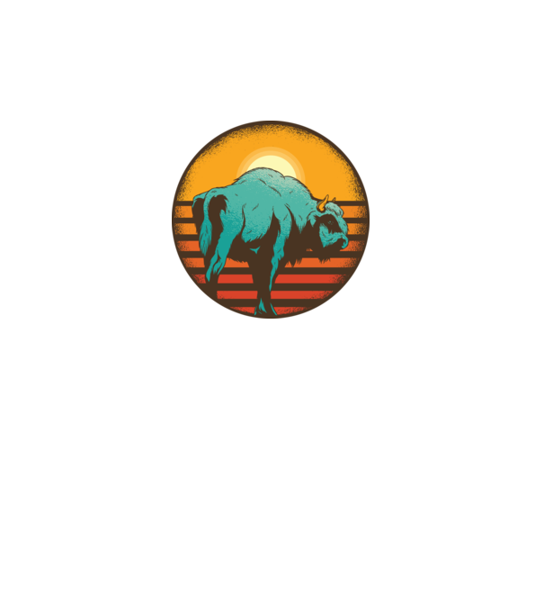 Bison sunset minta fekete pólón