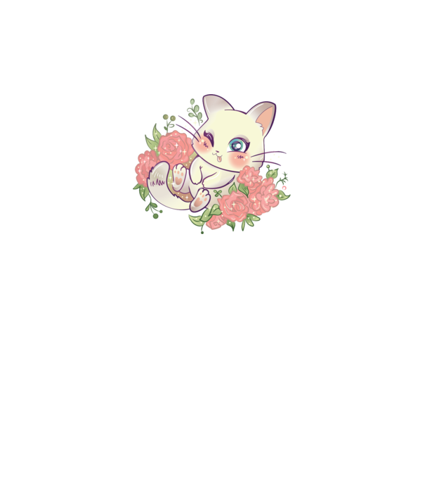 Kawaii cat minta fehér pólón