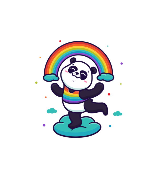 Panda minta fehér pólón