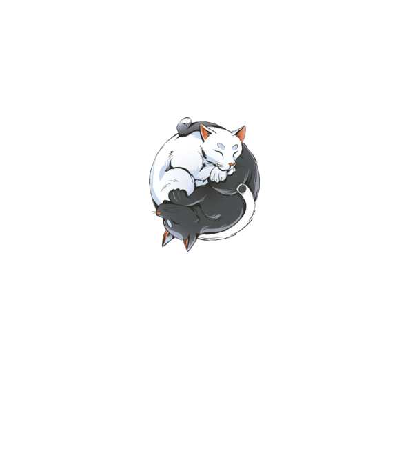 Ying-Yang cat minta szürke pólón