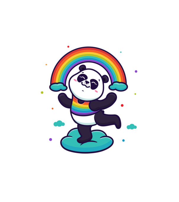 Panda minta fehér pólón
