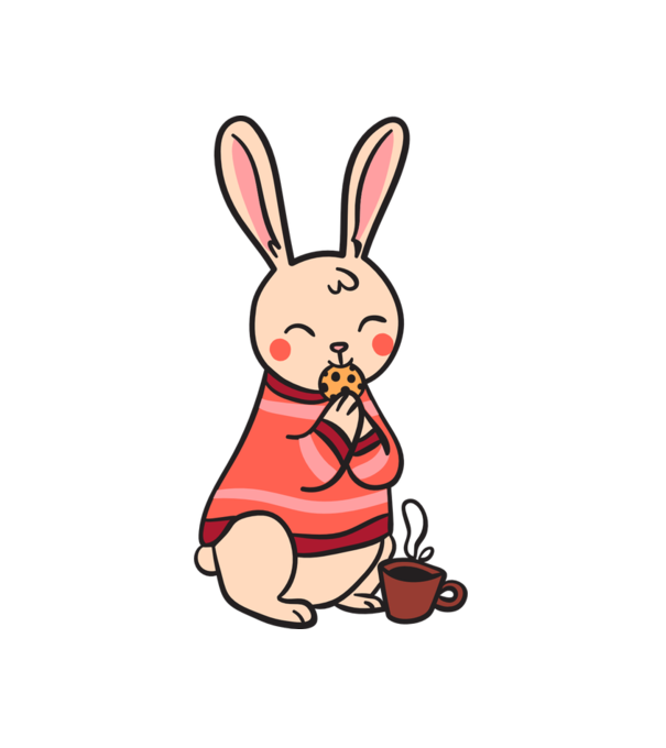 Cartoon flat rabbit minta fehér pólón