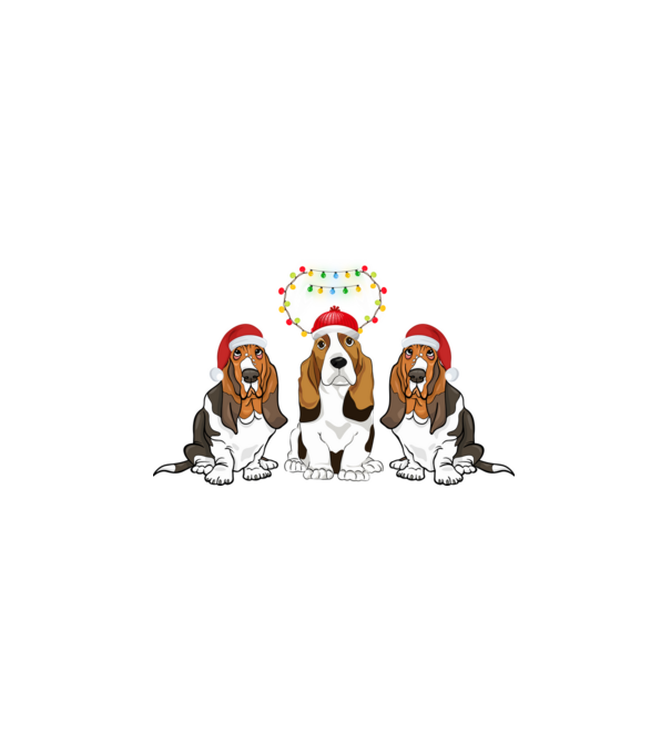 Mikulás sapkás Basset Hound minta fehér pólón
