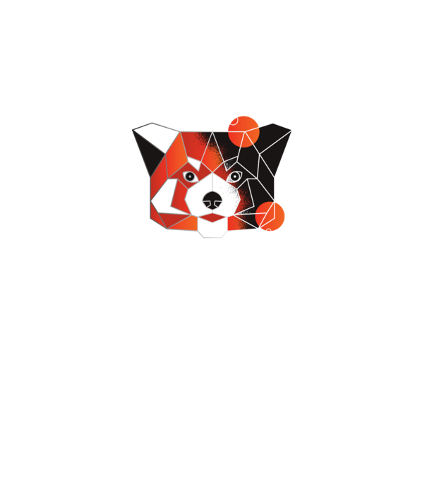 Polygonal Red Panda minta fekete pólón