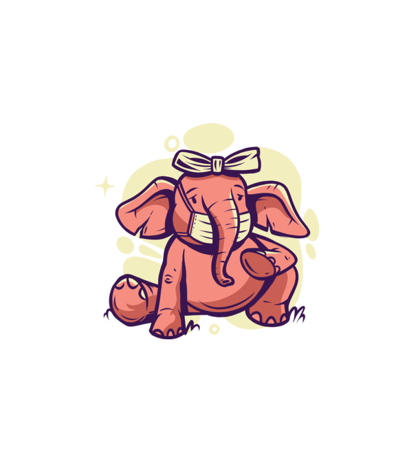 Elephant facemask minta fehér pólón