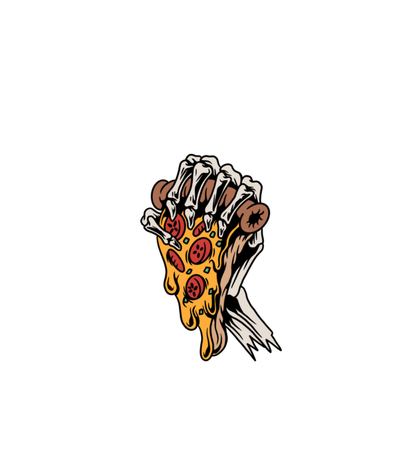 Halott pizza minta fekete pólón