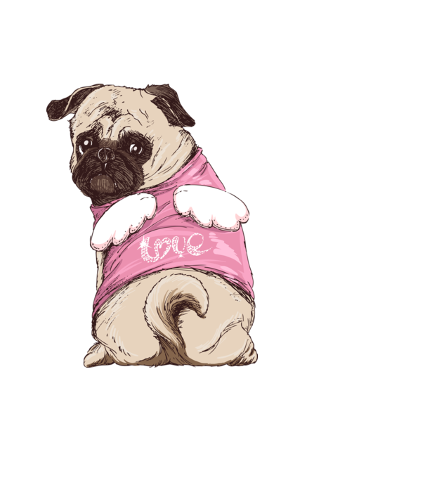 Mopsz minta fekete pólón