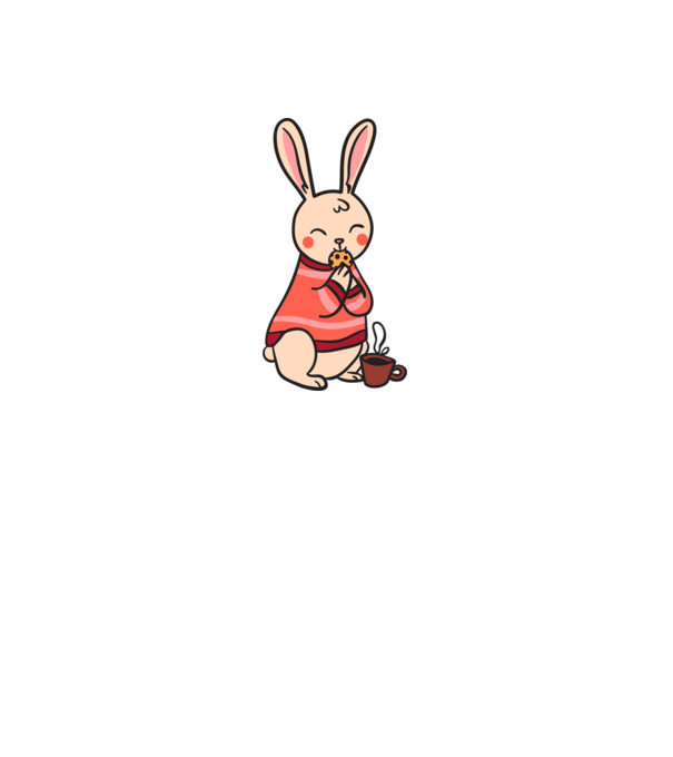 Cartoon flat rabbit minta fehér pólón