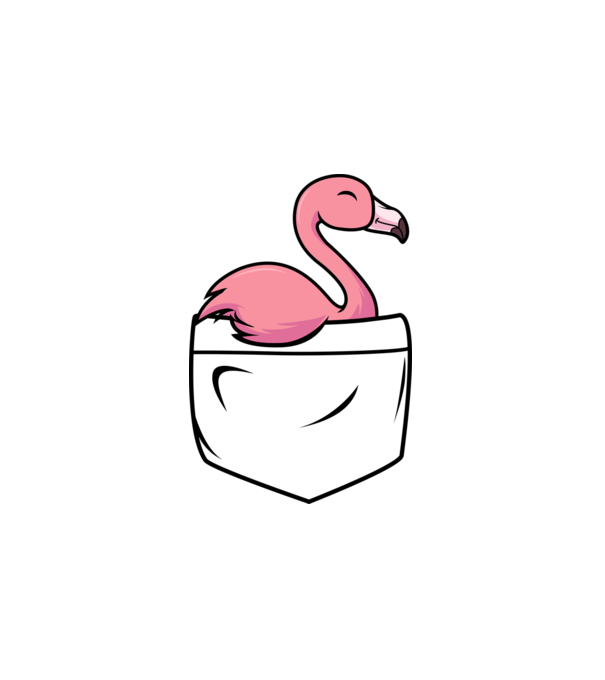 Flamingó zsebminta minta fehér pólón