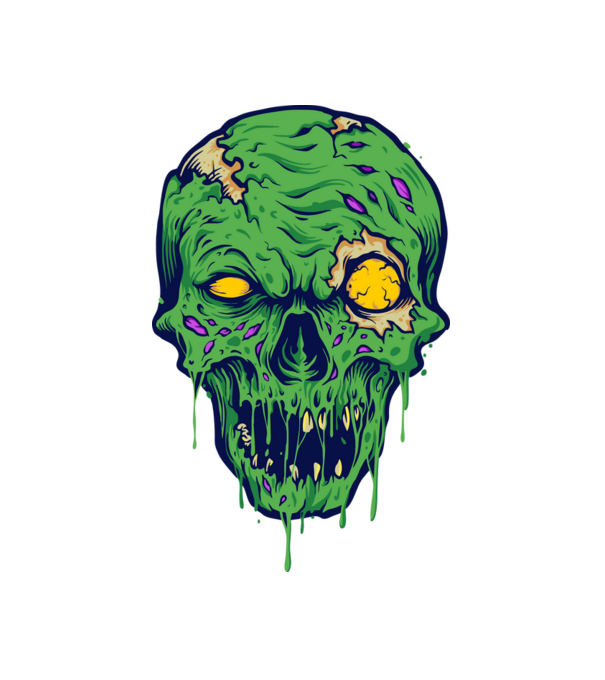 Zombi koponya minta fehér pólón
