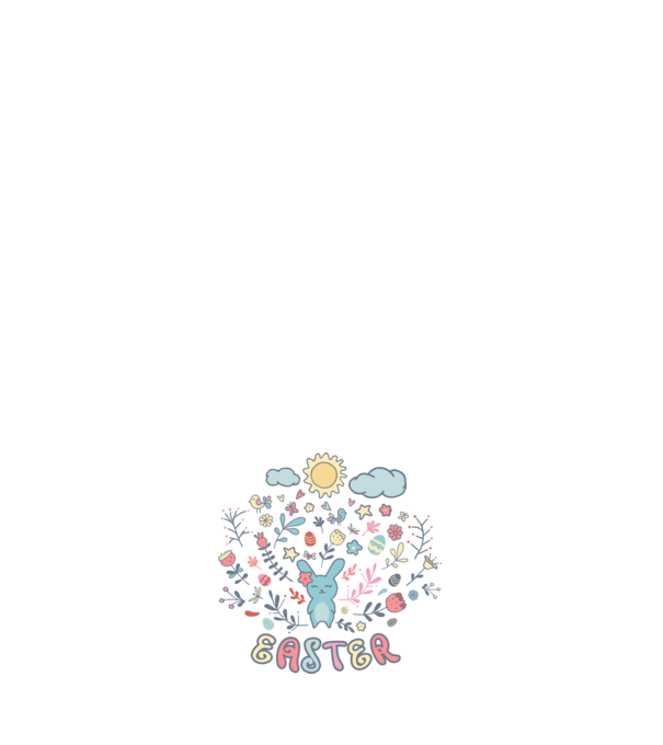 The lovely easter bunny and flowers SVG minta fehér pólón
