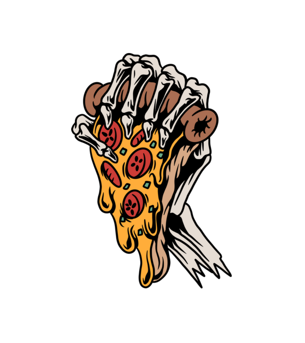 Halott pizza minta fehér pólón