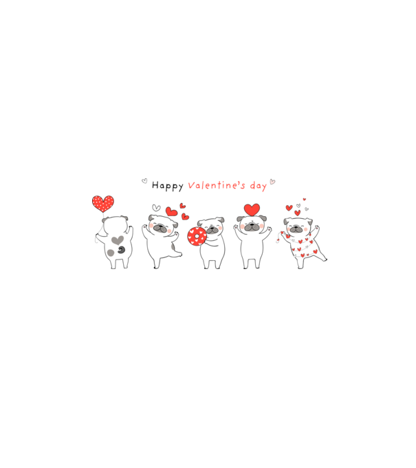 Pug dog with little red hearts valentine minta fehér pólón