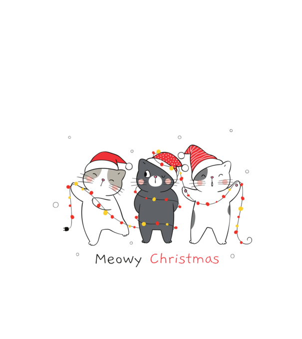 Meowy Christmas minta fehér pólón