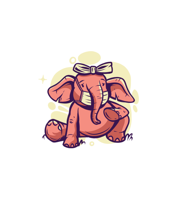 Elephant facemask minta fehér pólón