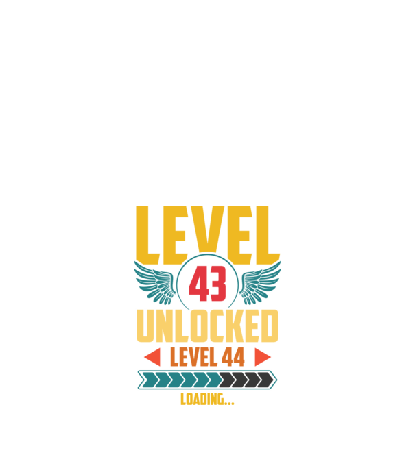 43. szint Feloldva 44. szint betöltése folyamatban minta fekete pólón